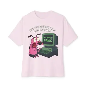 Out Here Fighting For My Life Courage the Cowardly Dog T-Shirt, Nostalgia 2D Print T-Shirt, Cartoon Network Shirt, Gifts for Cartoon Fans #Courage #theCowardlyDog #CartoonNetwork #NostalgiaCore #GraphicTee #StreetwearUS