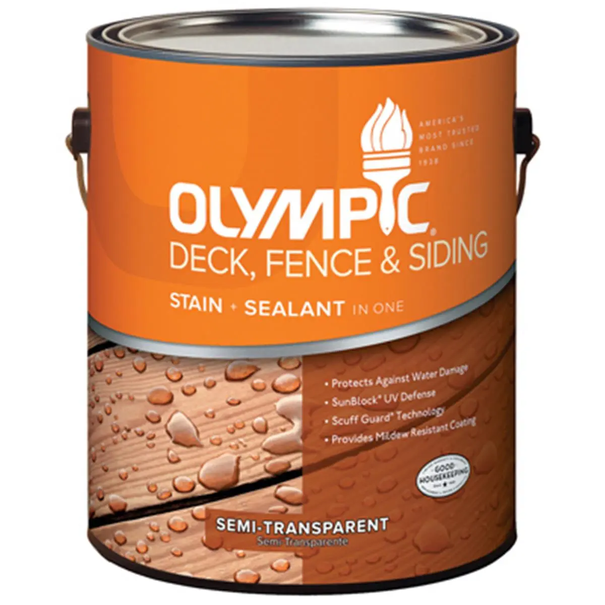 212 MAIN Olympic 58800A-01 1 Gal Neutral Tint Base Exterior Oil-Based Paint - UV Protection for Deck, Fence Care