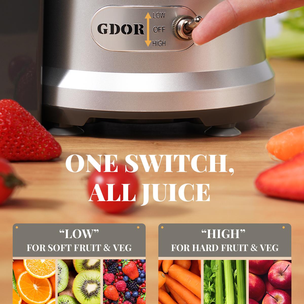1200W Premium Juicer Machine, Extra-Large 3.2” Feed Chute for Whole Fruits and Vegetables, Titanium Enhanced Cutting System, Centrifugal Juice Extractor Maker with Heavy Duty Full Copper Motor, Dual Speeds, BPA-Free.