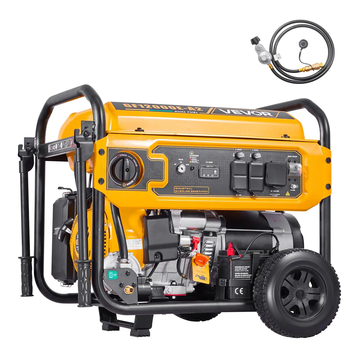 【Summerfinds】VEVOR Portable Dual Fuel Generator with 35L Tank, 13500W Gasoline/12000W LPG Peak Watts, Electric Start, CO Sensor, 120V/240V Multiple Outlets (20A/50A) for Home Backup & Camping, Dual Fuel Engine, Portable Generator