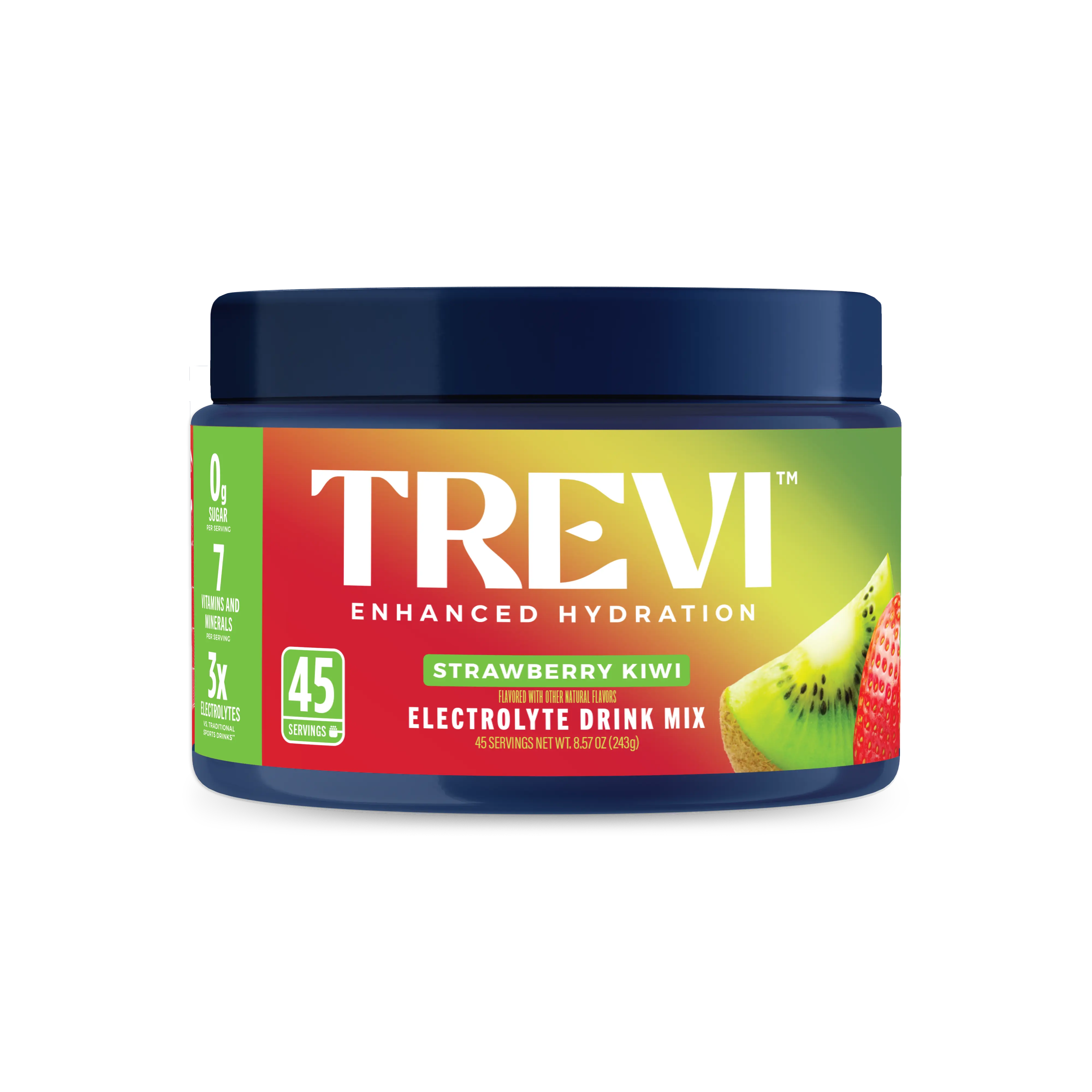 Trevi Sugar Free Strawberry Kiwi Electrolyte Drink Mix – 45 Serving Tub | 0g Sugar, Non-GMO, 7 Vitamins & Minerals, 6 Electrolytes, Energy Hydration Drink Mix, Made in USA