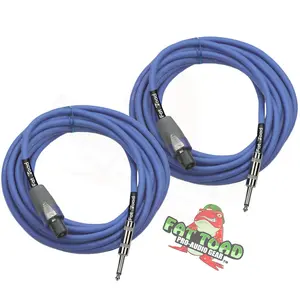 Speakon to 1/4" Male Cables (2 Pack) by FAT TOAD | 25 ft Professional Pro Audio Blue DJ Speaker PA Cord with Twist Lock Connector | 12 AWG Wire for Impeccable Studio Recording & Stage Performance Gear