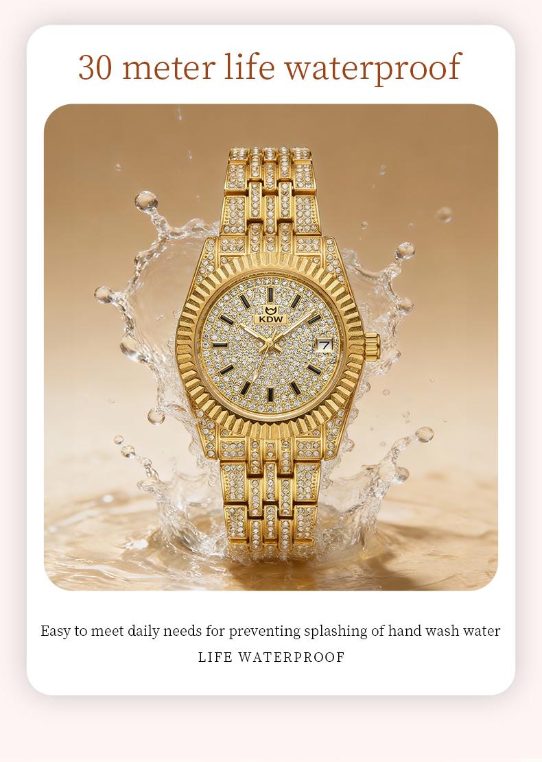 Ladies' Watch Luxury Full Diamond Bangle Watch – 30M Waterproof, Versatile & Practical, Timeless Classic Design, Comes with Matching Bracelet | Perfect Christmas Gift Option