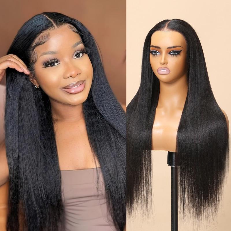 Nadula Bye Bye Knots 2.0 Yaki Straight 7x5 Lace Human Hair Wig Pre Cut & Pre Bleached Glueless Wig Natural Scalp Put On And Go Time Saver TikTokShopStockUp