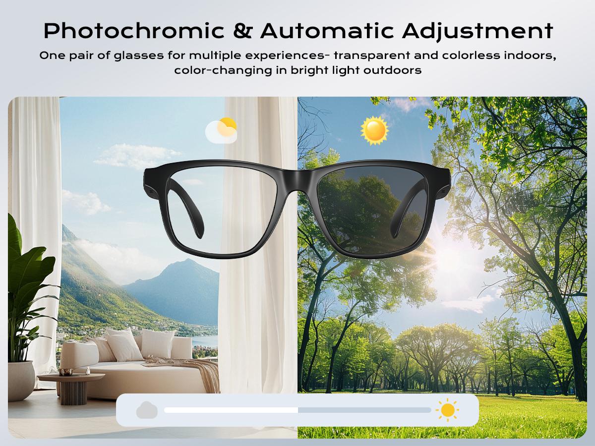 Smart Glasses, Bluetooth 5.3 Wireless Glasses, Touch Control ,Multifunctional Smart Glasses for Men/Women with speaker, Lightweight for Travel/Work/Business