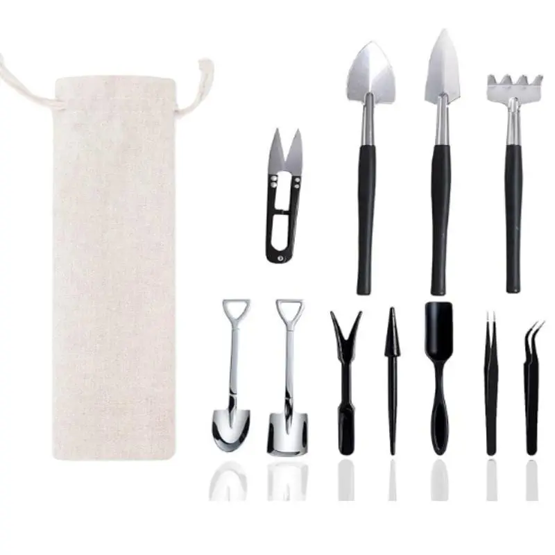 12-Piece Compact Stainless Steel Succulent Tools Set with Convenient Handle, Rustproof Head Mini Transplanting & Cutting Kit for Indoor Gardening, Cactus Care - Home Improvement Supplies