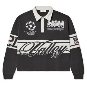 Boxy Long Sleeve Polo, Retro Unisex Heavy Cotton  , Boxy Tee, Gift For Him, Gift For Her Menswear Breathable