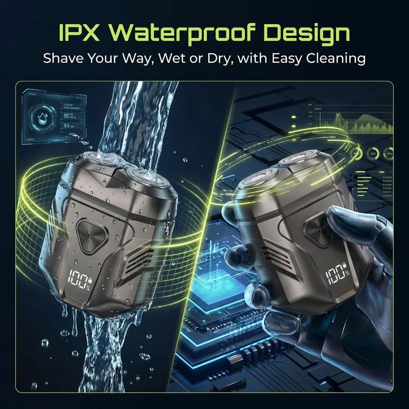 Enchen MINIX Premium Portable Electric Shaver for Men – Compact Foil Shaver with Dual Flex Heads, Fast Clean Shave, Waterproof & Rechargeable, A Perfect Valentine’s Day Gift for Him, 2/3 card-size