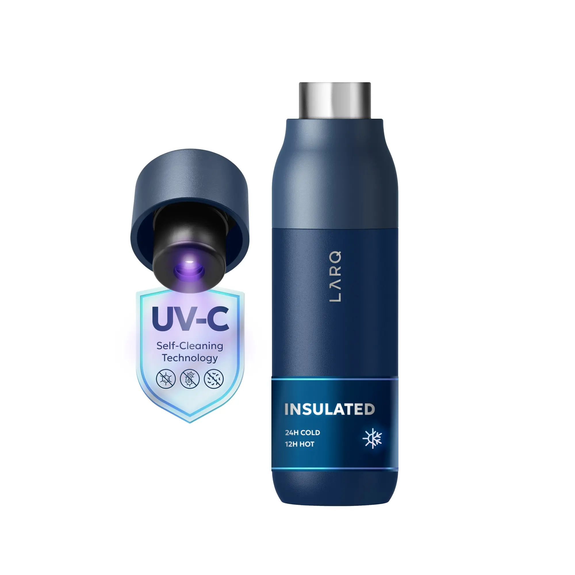 LARQ Bottle PureVis - Self-Cleaning and Insulated Stainless Steel Water Bottle with UV Water Purifier and Award-winning Design | Reusable & Travel Friendly