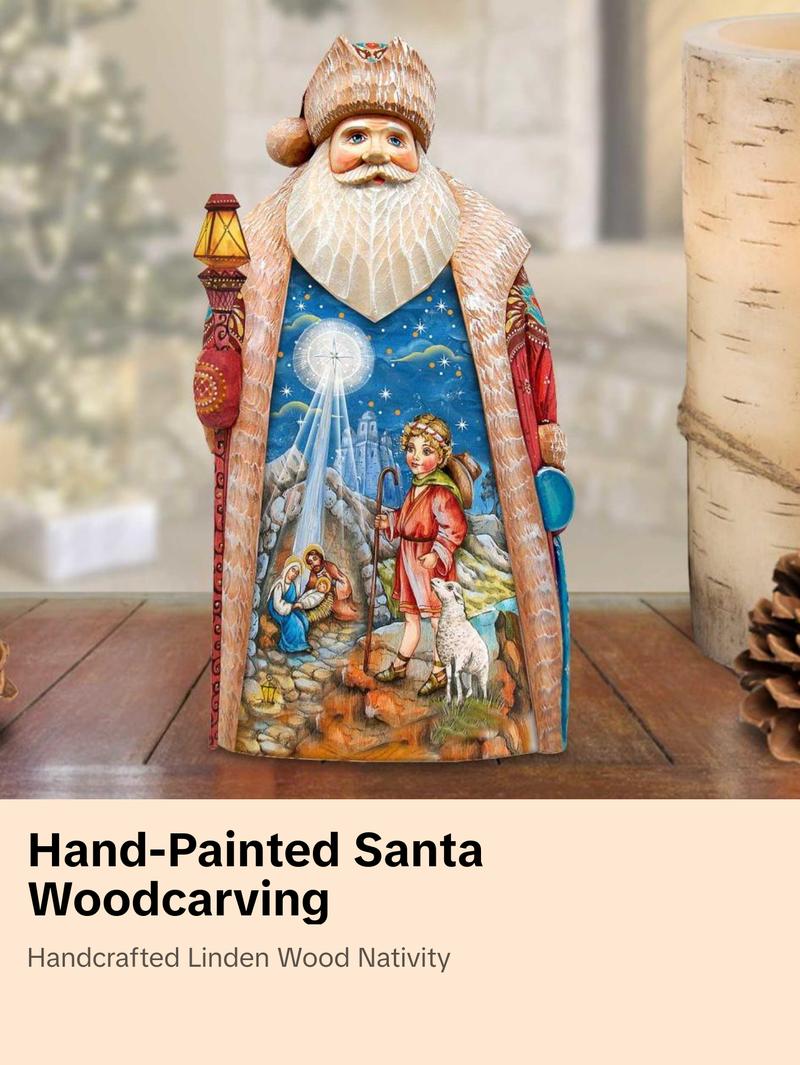Star of Hope Santa Hand-Painted WOODCARVED Masterpiece by G. DeBrekht - Nativity Holiday Decor - 243018
