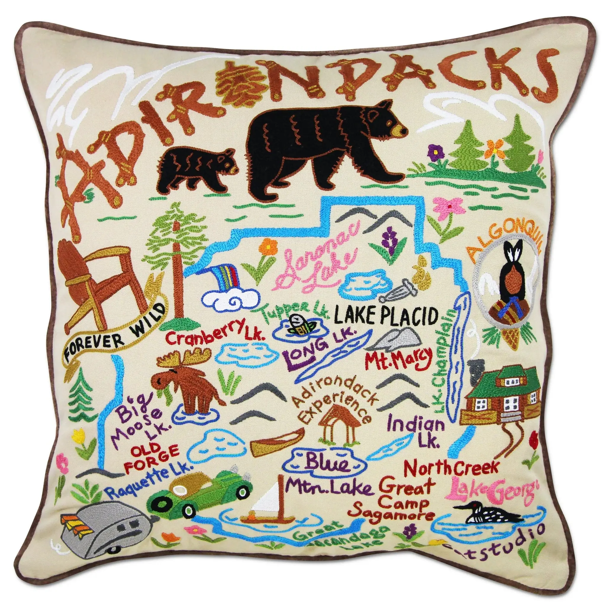 Adirondacks Embroidered Pillow