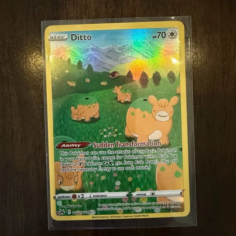 Ditto GG22/GG70 Official TCG Collectible Raw Card - Crown Zenith, Galarian Gallery, Ultra Rare, 2023, Near Mint