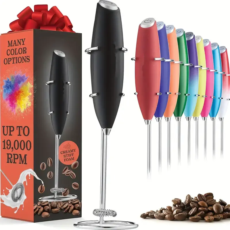 Handheld Cordless Electric Milk Frother - Home Coffee Tool, Coffee Making Tools, Fast Whisk Foam Maker, Compact Kitchen Utensil Gadget, Portable Drink Mixer for Easy Lattes, Great for Lattes at Home