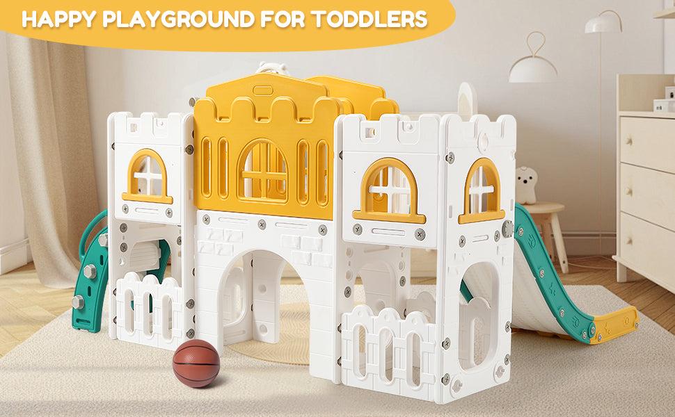 GARVEE 8-in-1 Toddler Slide Playground - Versatile Indoor & Outdoor Playset with Basketball Hoop, Climber, Crawling Tunnel, and Telescope - Safe HAPE & PP Material with Toy Storage for Ages 1-3 GARVEE 8-in-1 Toddler Slide Playground - Versatile Indoor & Outdoor Playset with Basketball Hoop, Climber, Crawling Tunnel, and Telescope - Safe HAPE & PP Material with Toy Storage for Ages 1-3