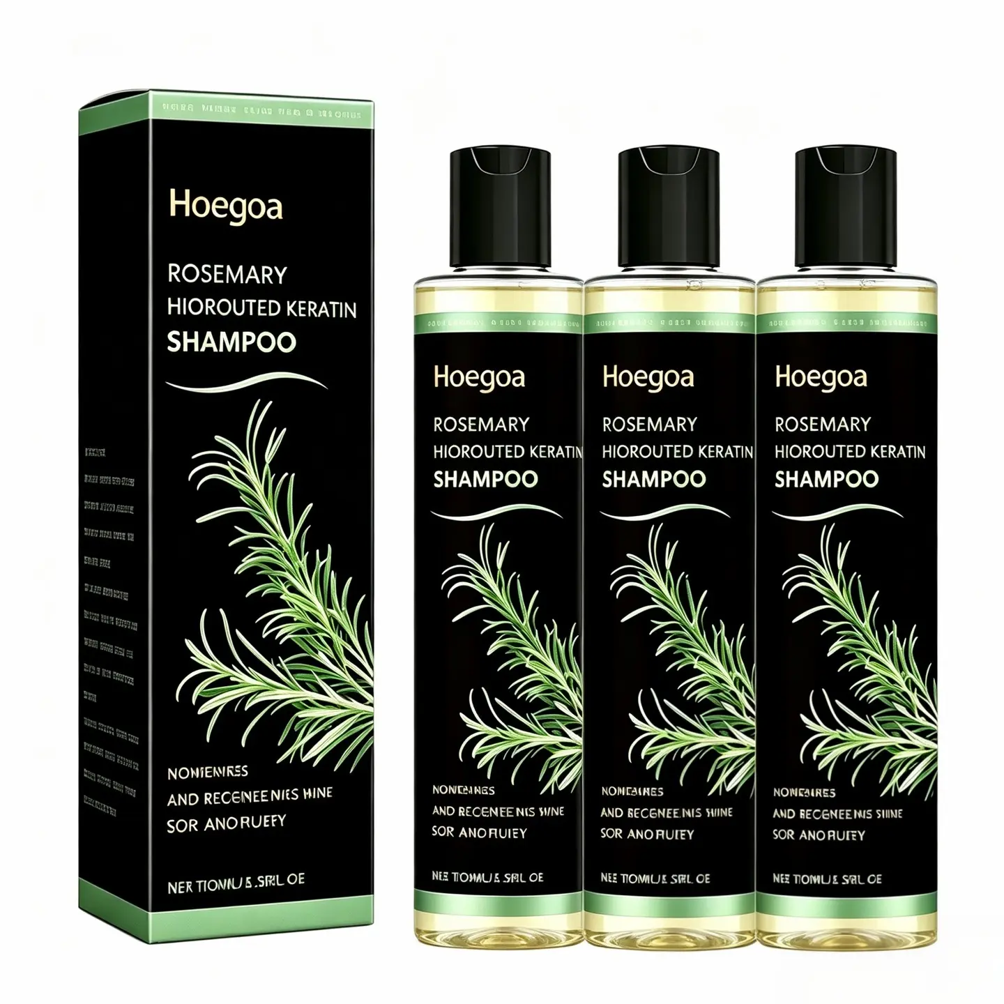 3-Bottle Rosemary Hair Growth Shampoo with Vitamin C & Hydrolyzed Keratin - Organic Scalp Care, Oil Control, Dandruff & Itch Relief, Frizz Control, Scalp Irritation Soothing, Hair Strengthening & Shine Restoration, Keratin Shampoo