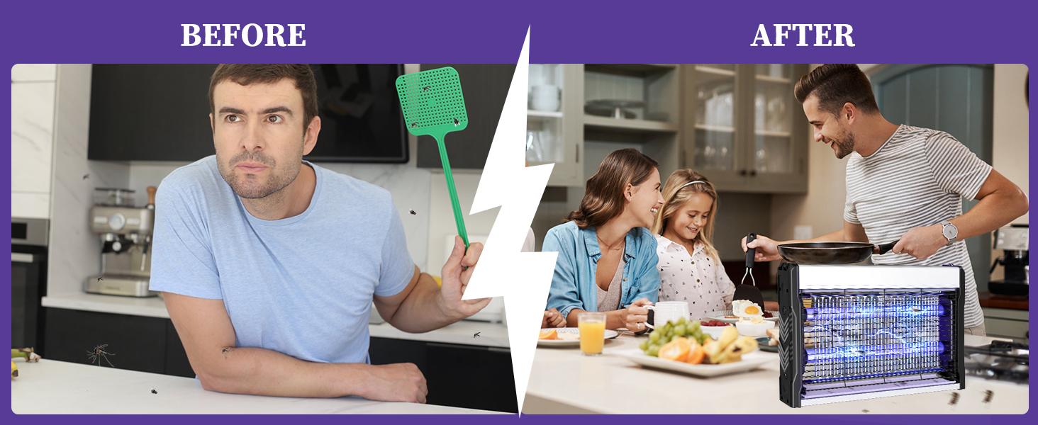 PALONE Electric Bug Zapper, 4000V Mosquito Zapper Indoor Outdoor with Hanging Function, Electric Fly Zapper with Removable Tray USB Powerful Indoor Bug Zapper for Outdoor Balcony Office Patio