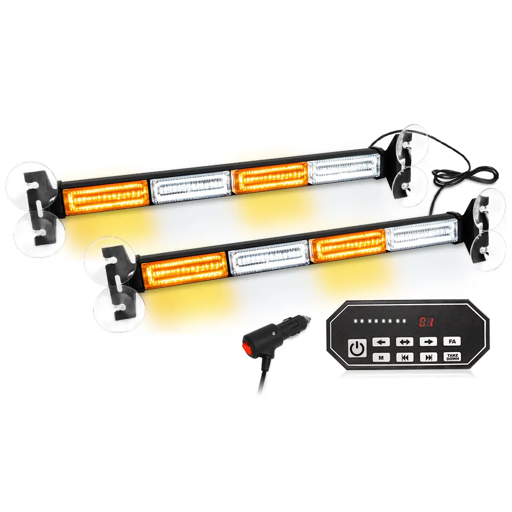 2x17 Inch Work Light Bar for Vehicle, Amber White Work Light w/Digital Display Controller 80 LED Safety LED Lights for Trucks, Construction Vehicles, Tow/Plow Truck