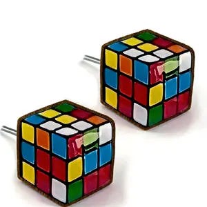 RUBIKS CUBE STUD EARRINGS