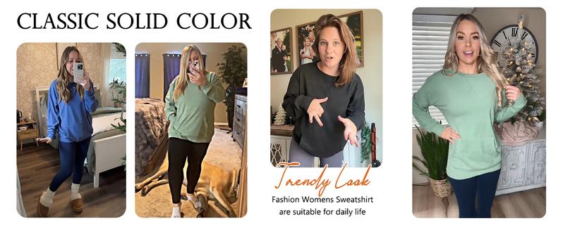 AUSELILY Women's X Crewneck Hoodless Sweatshirt With Kangaroo Pocket  Fleece Longsleeve Casual Style Shirt  Lightweight Pullover 2025 New X Decoration