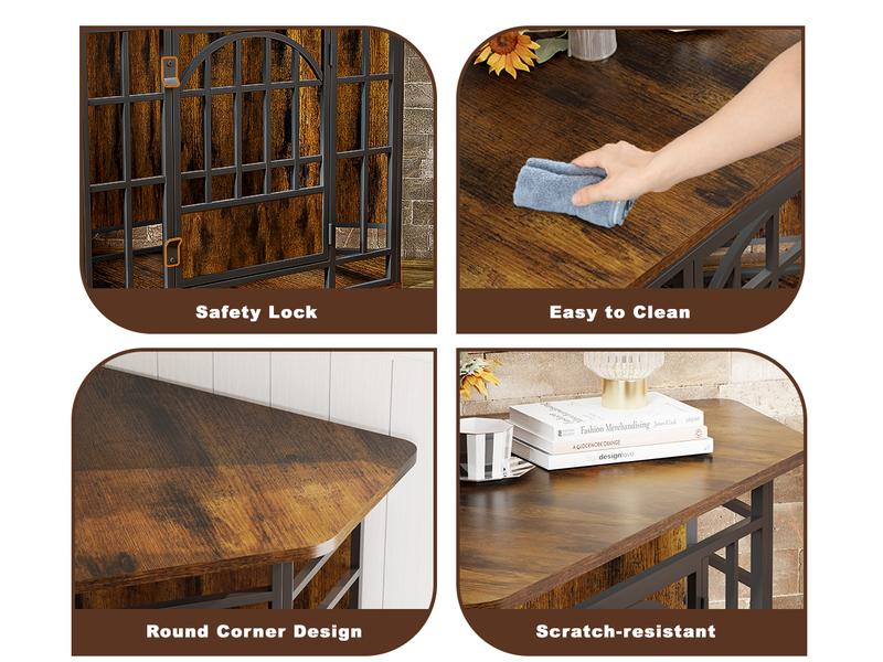 【HolidayHaul】COZPAW 52 Inch Corner Dog Crate Furniture,Wooden Dog Kennel Indoor Furniture End Table,Modern Dog Cage Decorative Pet House TV Stand for Large Medium Dogs,Vintage Brown