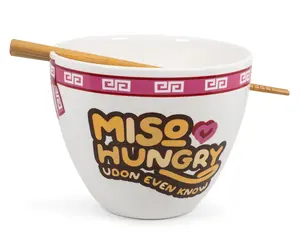 Miso Hungry Japanese Dinnerware Set | 16-Ounce Ramen Bowl and Chopsticks