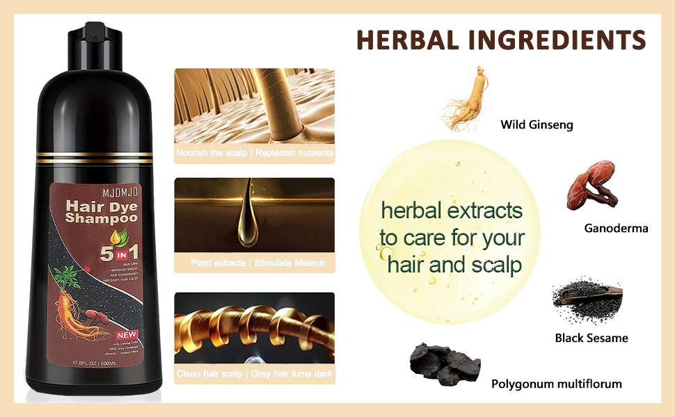 Wine Red Hair Dye Shampoo 3-in-1, Semi-Permanent Burgundy Hair Color Shampoo for Gray Hair Coverage, Instant & Long-Lasting Herbal Formula Hair Dye for Women & Men, Pure Plant Extract Color Shampoo Hair Dye Kit for All Hair Types 500ml Haircare