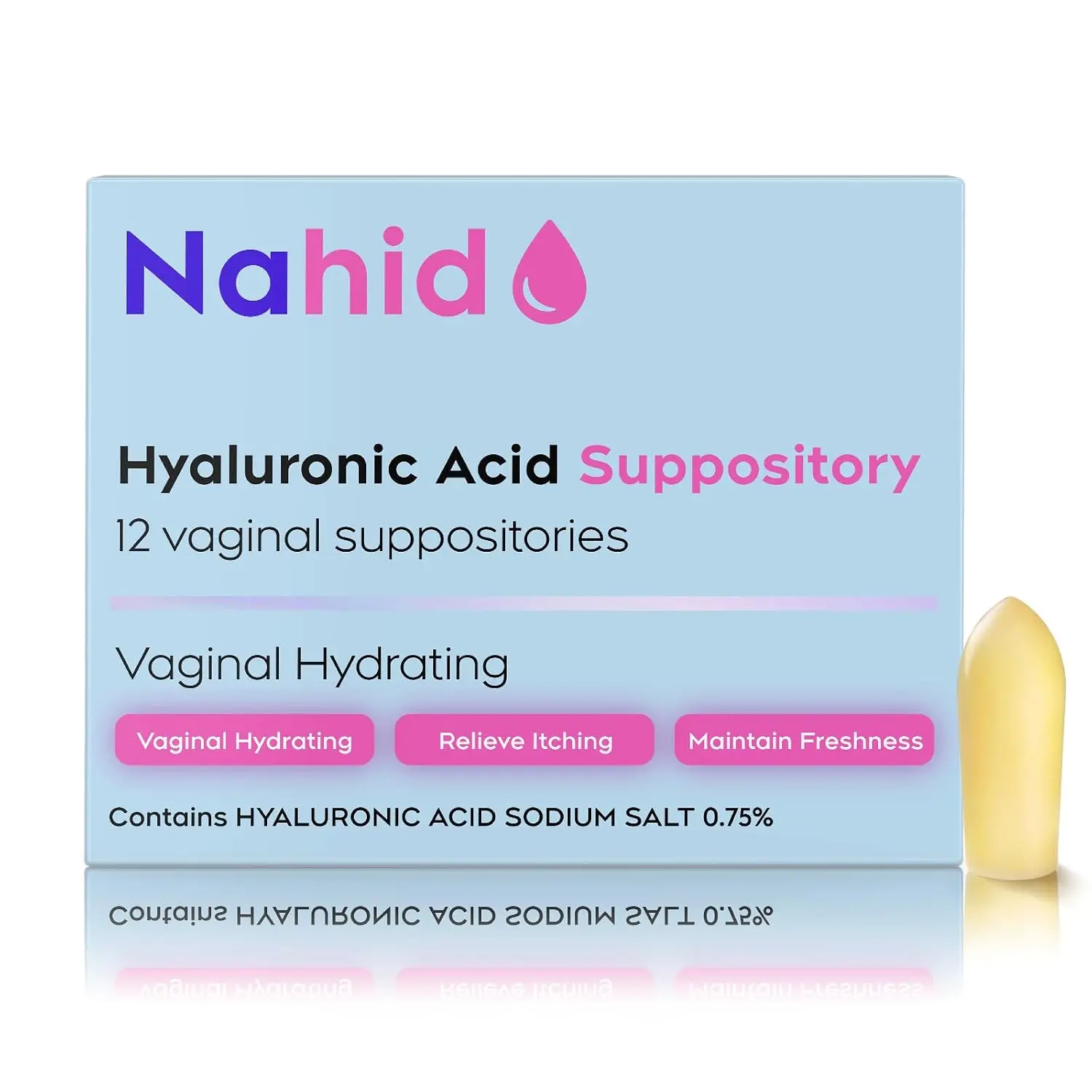 Nahid Intimate Moisture Inserts | 12 Count | 15 mg Hyaluronic Acid | pH-Balanced Feminine Care | Up to 72H Moisture Support