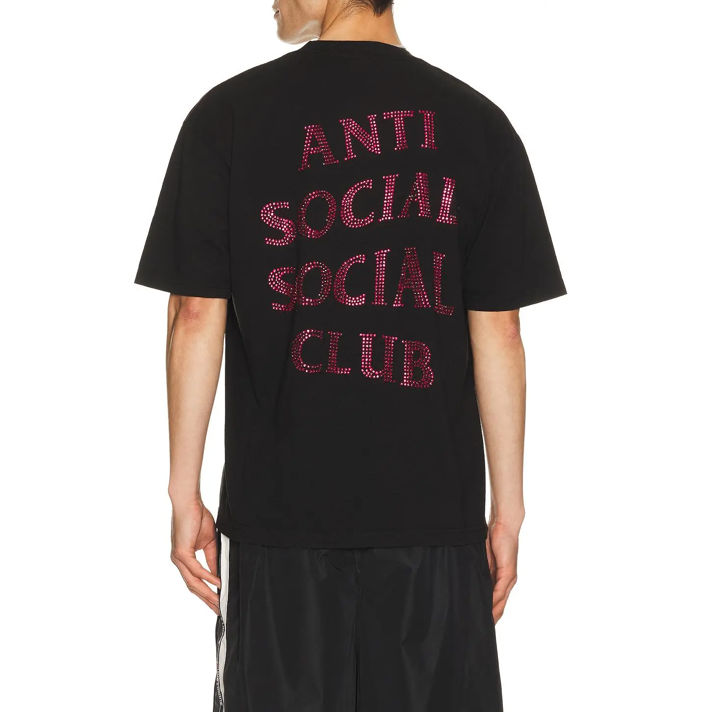 Anti Social Social Club Rhinestone Mind Games Tee in Black & Pink