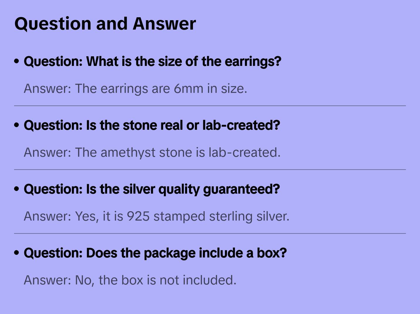 925 Sterling Silver Amethyst Stud Earrings for Women 6MM Birthstone Gift