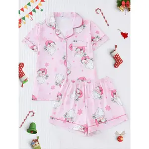 Summer Women's Sleepwear 2-Piece Set, Wearable Short Sleeve Shorts, Casual Fashion Cute Home Clothes, Fitted Style