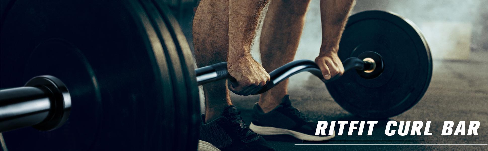 RitFit EZ Curl Bar for Weight Training and Arm Workout - Chromed Finish for Durability and Corrosion Resistance fitness exercise weight lift