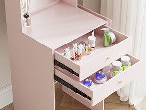 Small Vanity Desk Set with 3 Adjustable Lighted Mirror and Storage Chair IF018