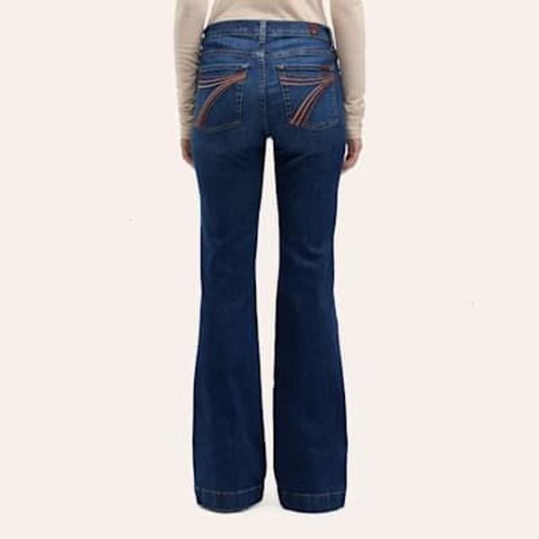 7 For All Mankind Women's Dojo Rebellion Dark Wash Metallic Ombre Stitched Trouser Jeans