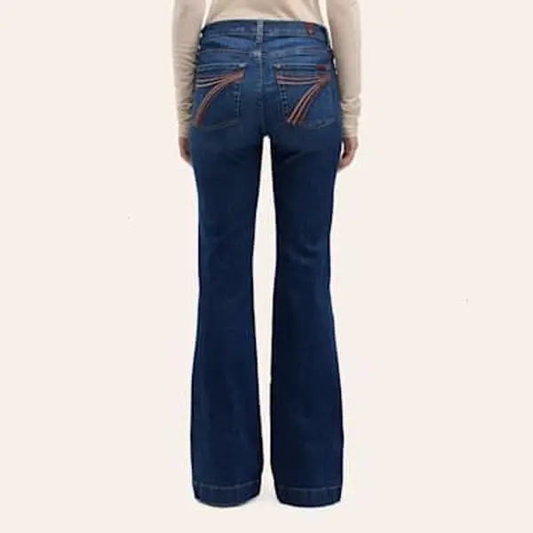 7 For All Mankind Women's Dojo Rebellion Dark Wash Metallic Ombre Stitched Trouser Jeans