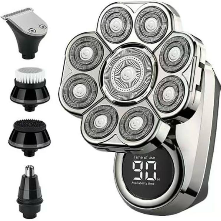 8-Head 6-in-1 Electric Shaver with Washable Multifunctional Heads, Smart Digital Display, and Long-Lasting Battery Performance