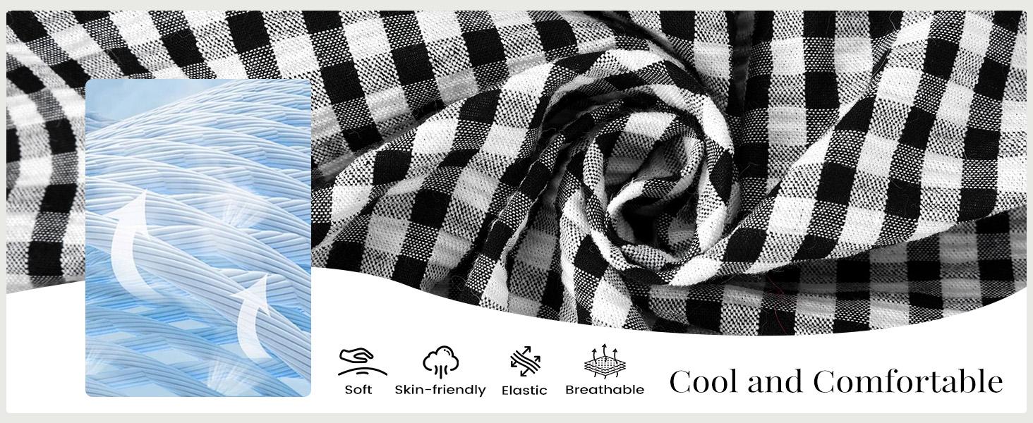 Yimoon Womens Gingham Pajamas Set Plaid Cotton Pj Set Puff Sleeve Ruffle Babydoll Shirt Shorts Summer 2 Piece Outfits