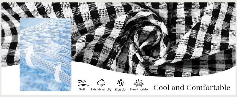 Yimoon Womens Gingham Pajamas Set Plaid Cotton Pj Set Puff Sleeve Ruffle Babydoll Shirt Shorts Summer 2 Piece Outfits