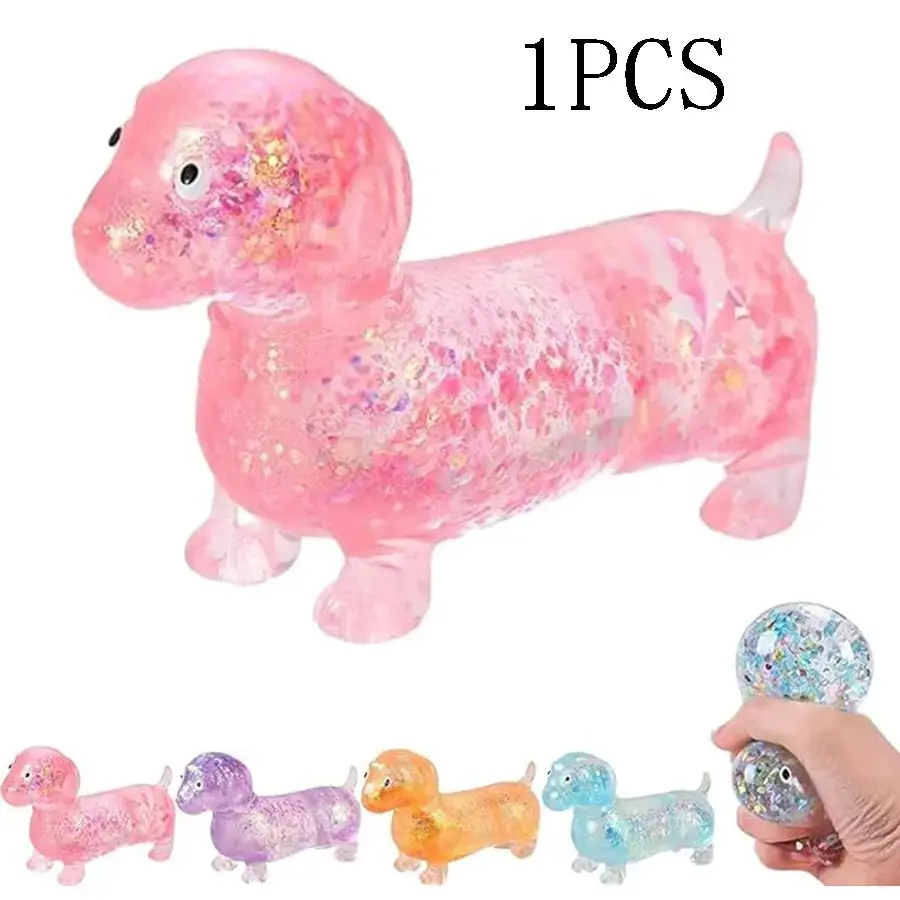 Dachshund Squishy, Glitter Weiner Dog Maltose Stress Ball, Slow Rise Fidget for Anxiety Relief, Soft Squeeze Desk,Summervibes Gift for Kids&AnimeFans,summerwins#SummerWins #DealsForYouDays Gadget for Home Office Travel, Fidget Stress Balls