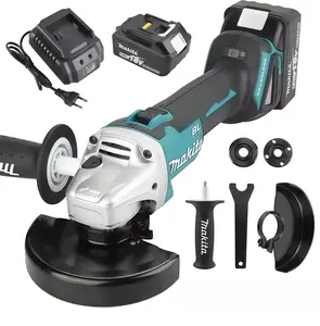 Makita DGA404 18V Brushless 5 Inch Angle Grinder With M14 Spindle Thread Features XPT Dust And Water Resistance For Heavy Duty Construction Includes 18V Rechargeable Battery And Fast Charger Set
