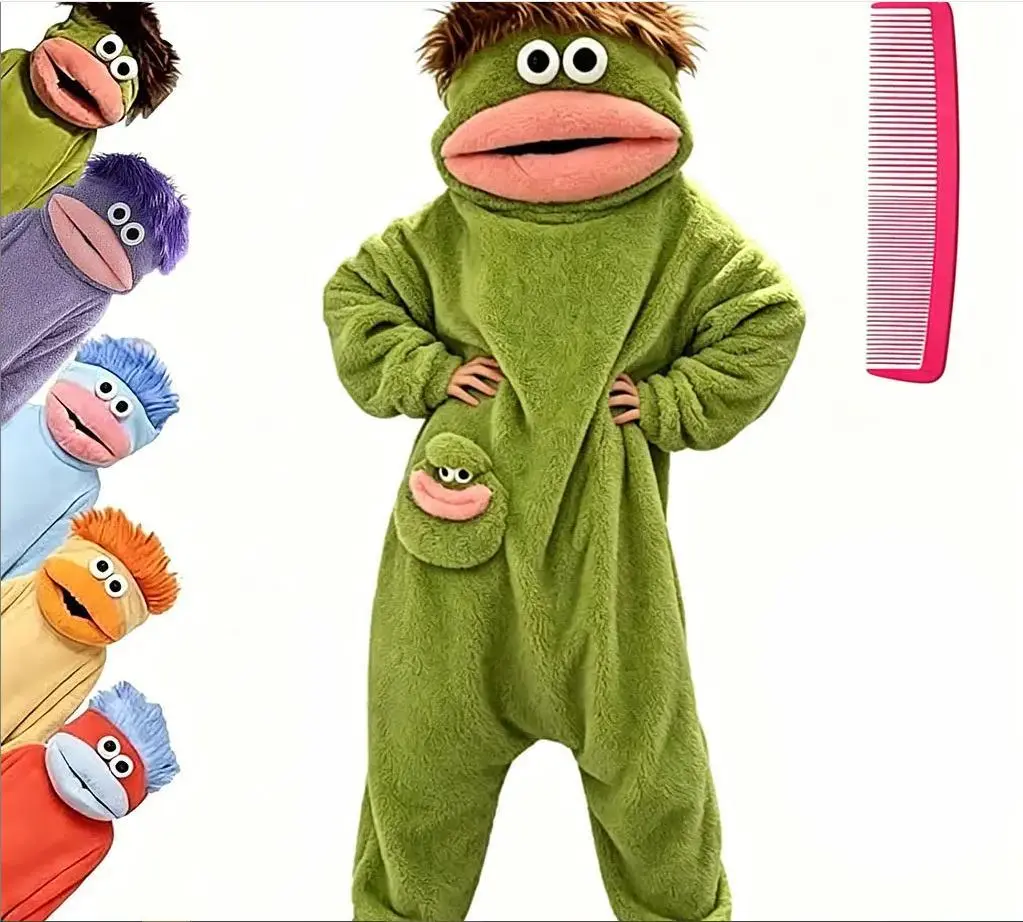 Silly Big Mouth Monster Onesie Pajamas for Adults Men Women, Unisex Plush Fleece Hooded One Piece Costume, Funny Animal Loungewear Sleepwear for Halloween Cosplay Party homeessentials