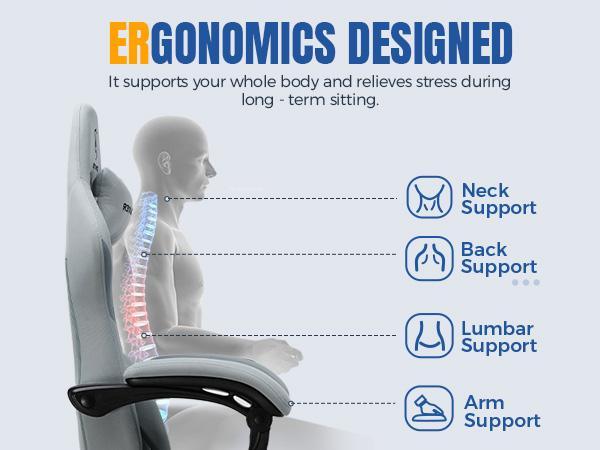 【New Year Sale】GTPLAYER Gaming Reclining Swivel Chair, Breathable Fabric Memory Foam Pillow, Smooth Rolling Swivel w/ Premium Spring Cushion