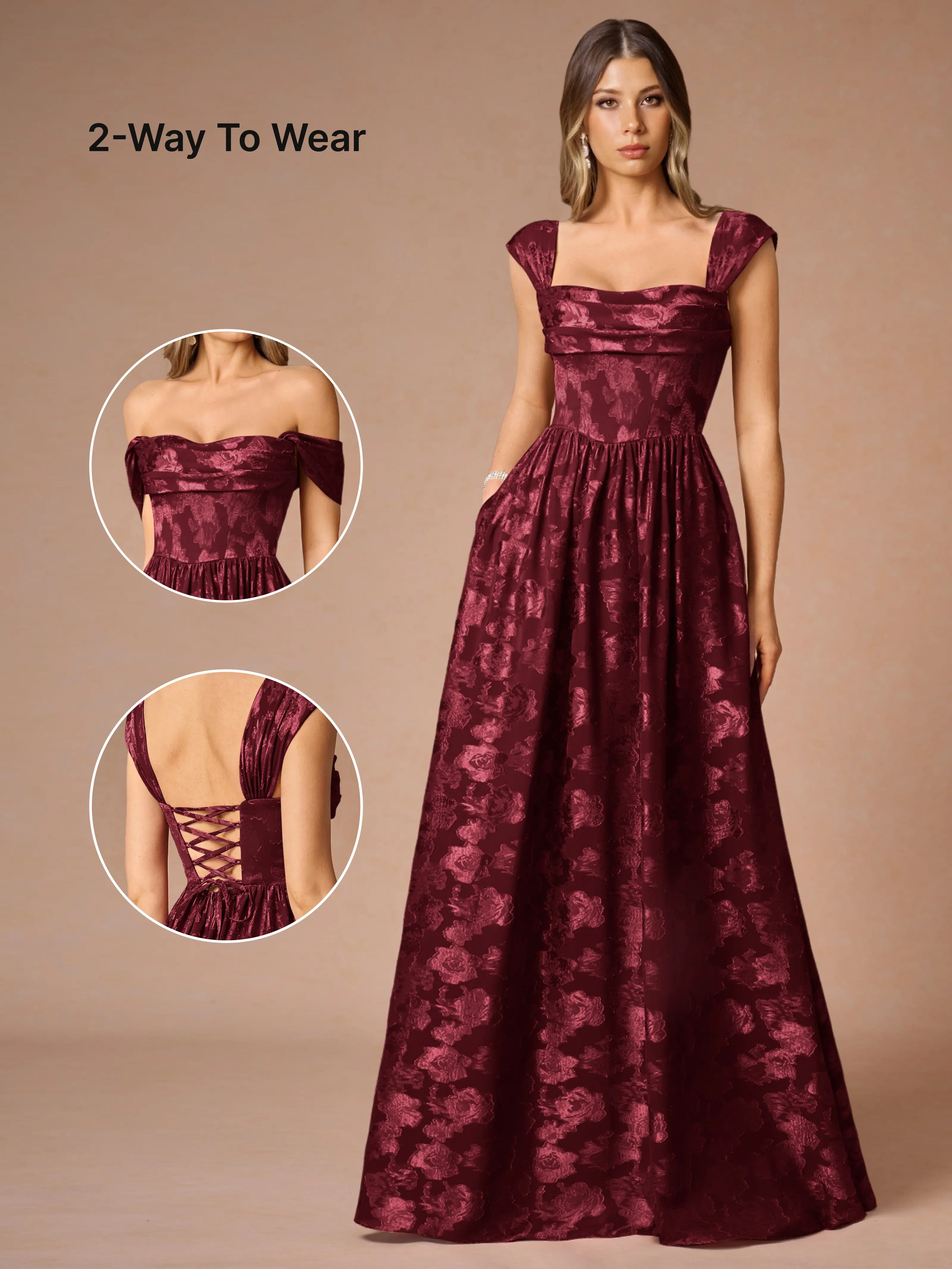 AZAZIE Women's Hazel Floral Fil Coupe A-Line Dress with a Ruched Cowl Neck and Corset Bodice for Wedding Guests