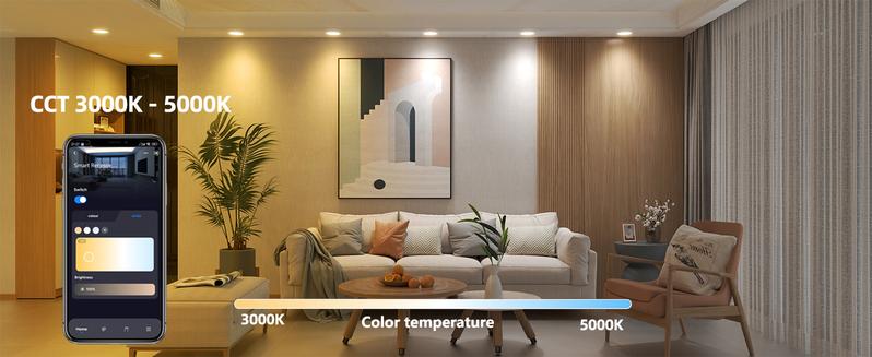 6Inch Ultra-Thin 6CCT Multicolor LED Recessed Night Lights 12W 1050Lumen 110-130V Dimmable Downlights for Living Room2000K 2700K 3000K 3500K 4000K 5000K Adjustable Lighting for Bedroom luces led para casa