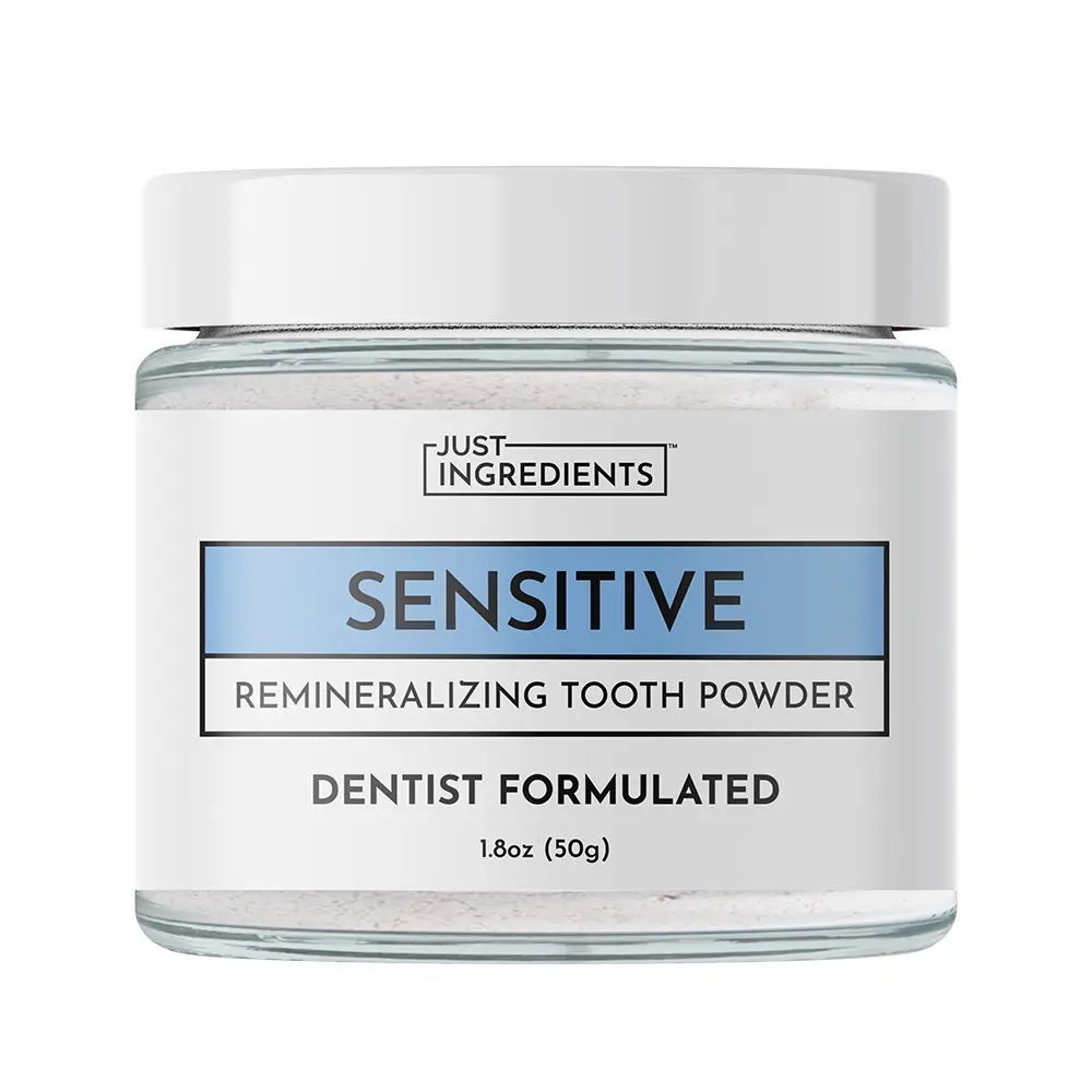 Just Ingredients Sensitive Remineralizing Tooth Powder – Fluoride-Free Oral Care – Gently Cleans & Whitens – Supports Strong Teeth & Fresh Breath – Vegan, Non-GMO (Regular, Sensitive)