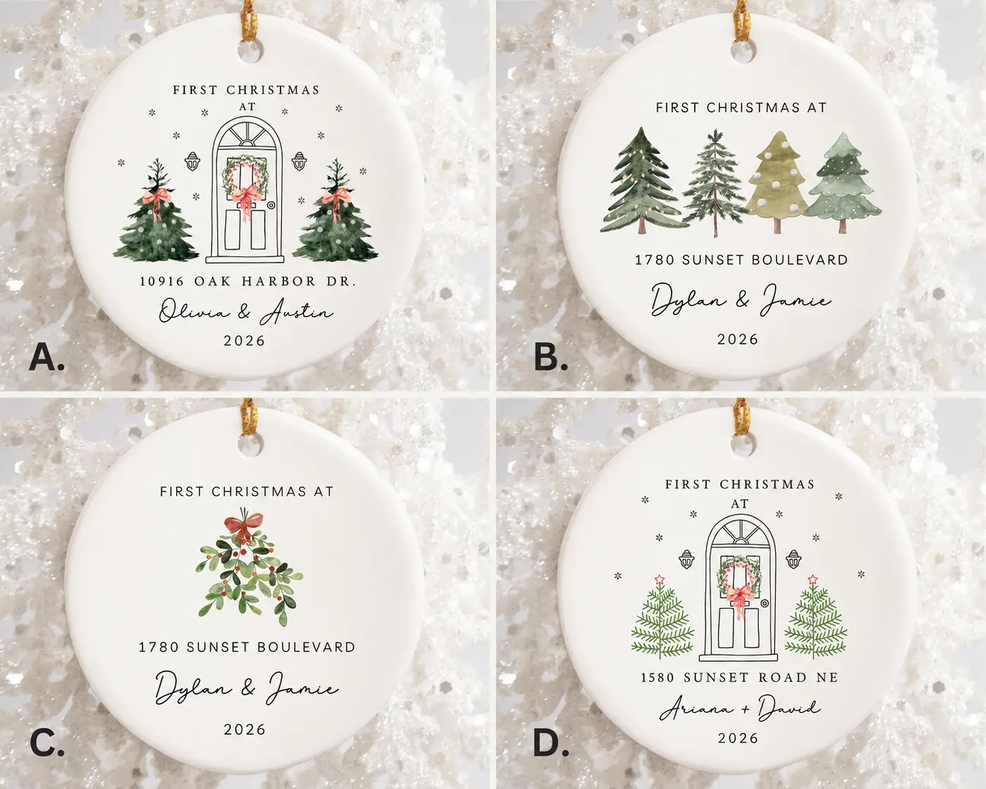 New Home Ornament, New Home Christmas Ornament 2026, Our First Christmas in Our New Home, Christmas Tree New Home Ornament, Address Ornament