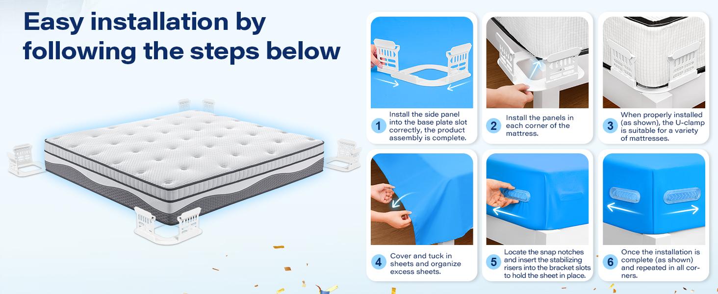 Anti-Slip Bed Sheet Clips 4-Pack Upgraded Lock for Bed Corners Keep Sheets Tight All Night Sheet Holders for Bed Corners