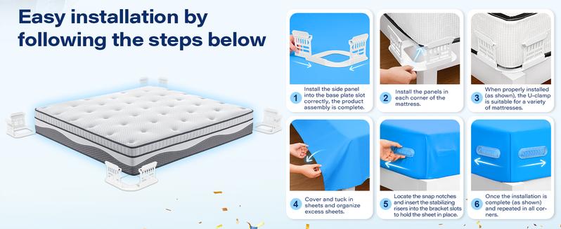 Anti-Slip Bed Sheet Clips 4-Pack Upgraded Lock for Bed Corners Keep Sheets Tight All Night Sheet Holders for Bed Corners