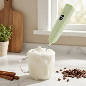 WitLoop Rechargeable Milk Frother with Stand, Handheld Electric Foam Maker Waterproof Detachable Stainless Steel Whisk Drink Mixer Foamer for Lattes, Cappuccino