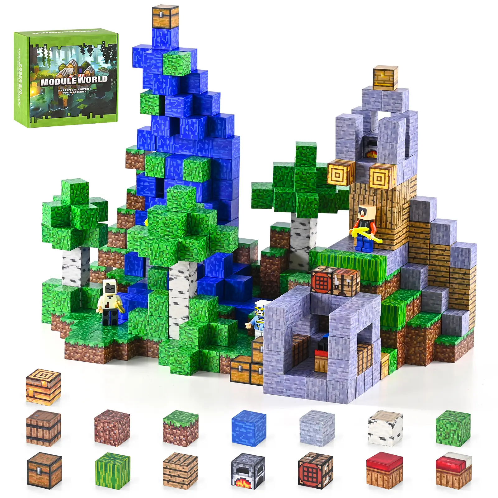 300-Piece ABS Plastic Magnetic Blocks Kids Toys - Newly Upgraded STEM Montessori Sensory Geometric Set, Unisex DIY Assembly Stacking Toys for Kids 3+, Ideal Gift with Mini Figures magnetic cube acrion hplego stacking Imperial Star Destroyer Building Set