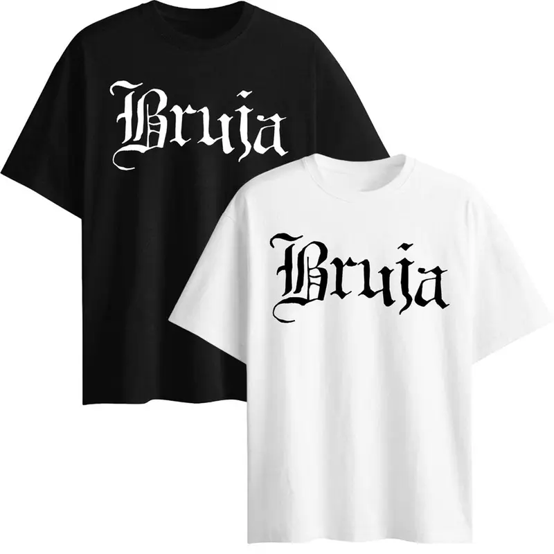 Men's 25% Cotton Oversized Short-Sleeve Casual Breathable Fabric Unisex Bruja Halloween Mexicana Latina Chicana Gift T-Shirt for Witch Women Cotton Tshirts Crew Neck Print